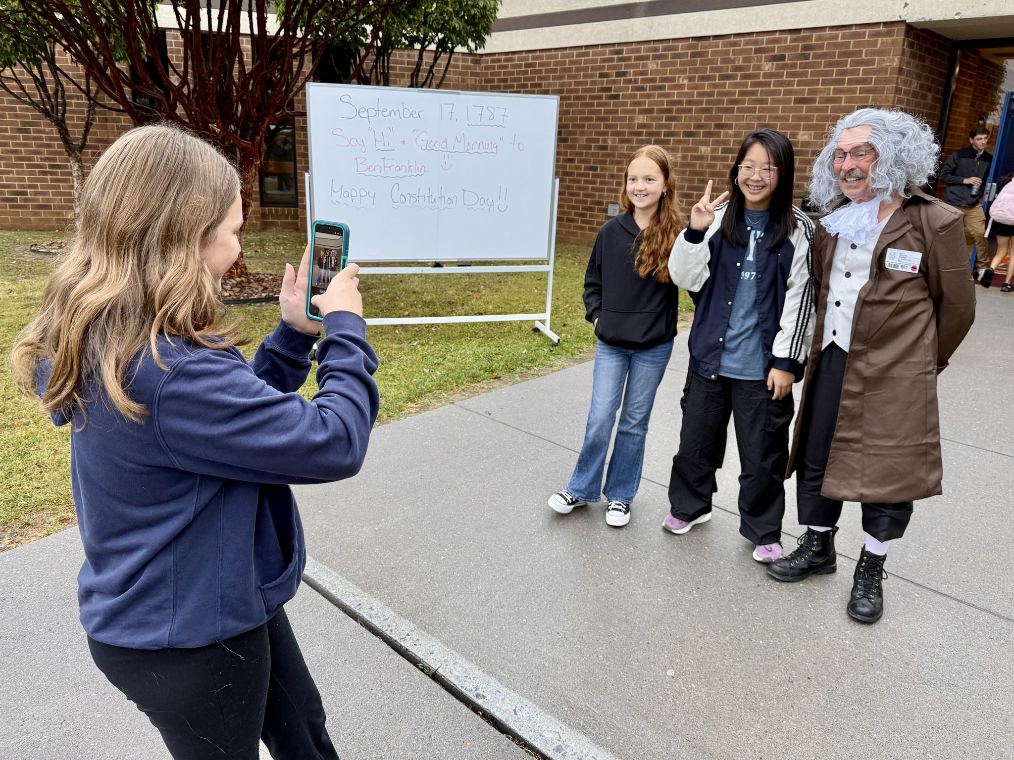 Ben Franklin Greets Students on Constitution Day at PMMS